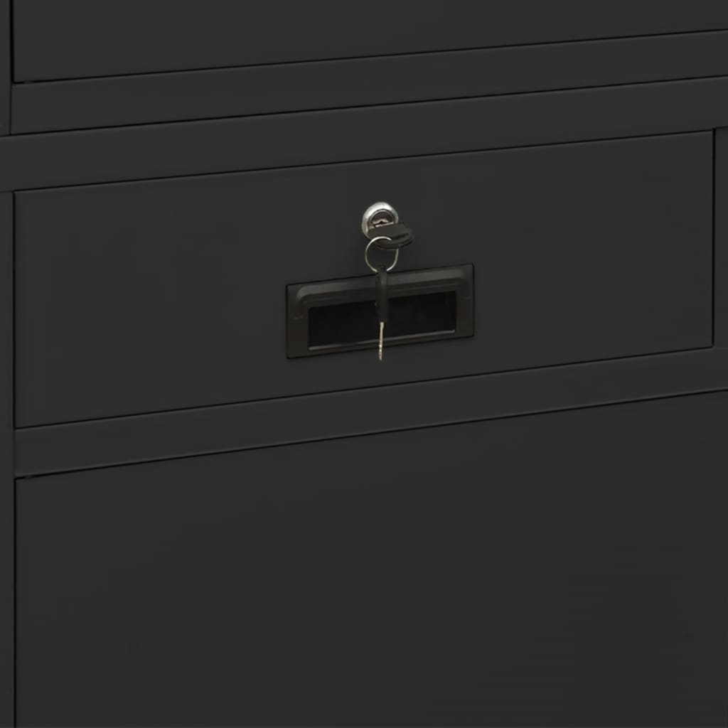 Büroschrank Anthrazit 90x40x180 cm Stahl gehärtetes Glas