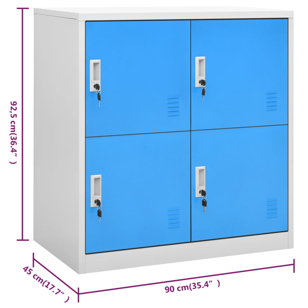 Schließfachschrank Hellgrau und Blau 90x45x92,5 cm Stahl
