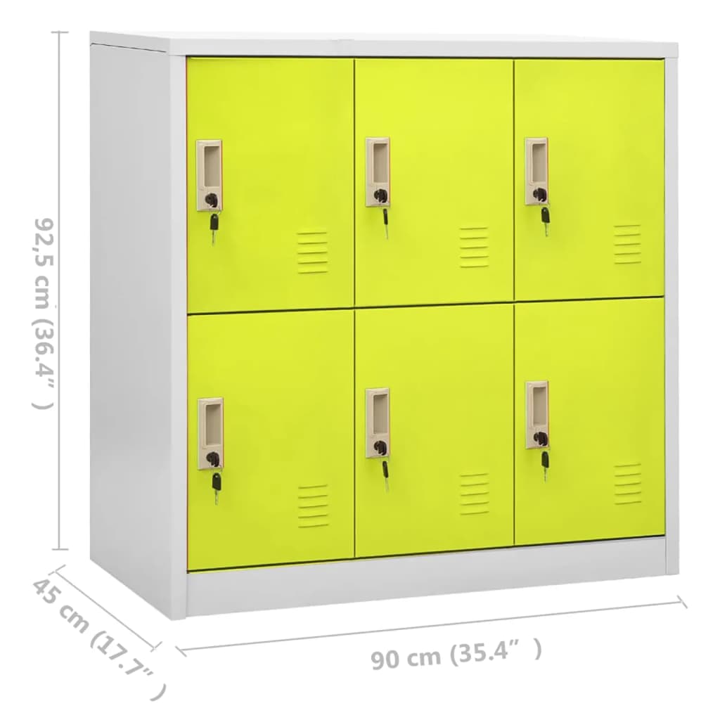 Schließfachschrank Hellgrau und Grün 90x45x92,5 cm Stahl