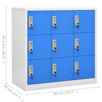 Thumbnail for Schließfachschrank Hellgrau und Blau 90x45x92,5 cm Stahl