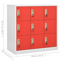 Thumbnail for Schließfachschrank Hellgrau und Rot 90x45x92,5 cm Stahl