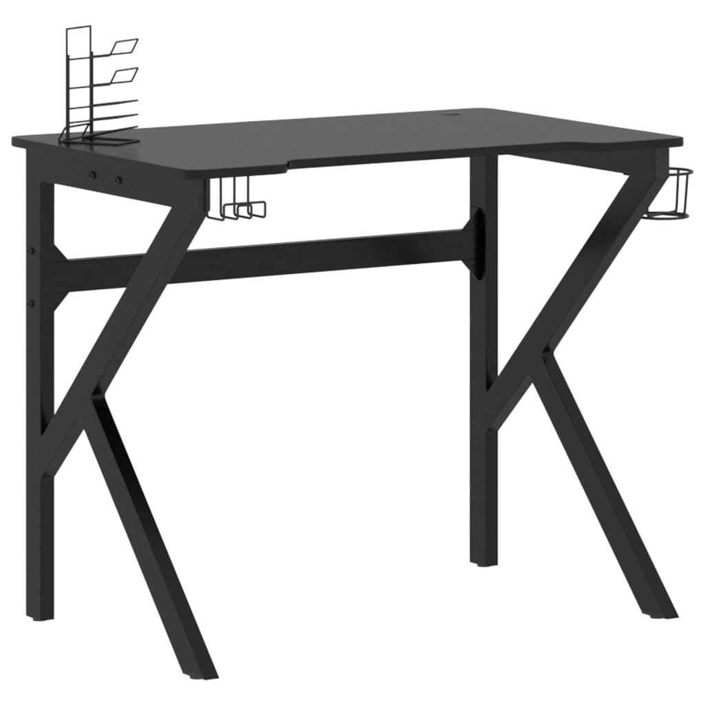 Gaming-Schreibtisch mit K-Gestell Schwarz 90x60x75 cm