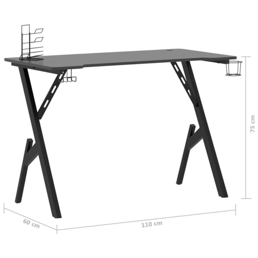 Gaming-Schreibtisch mit Y-Gestell Schwarz und Rot 110x60x75 cm