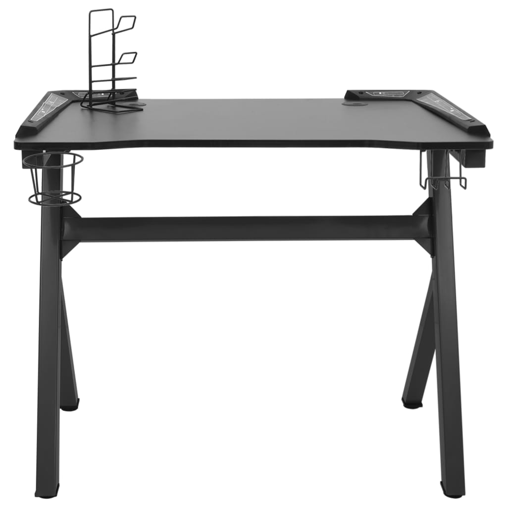 Gaming-Schreibtisch mit LED Y-Gestell Schwarz 110x60x75 cm