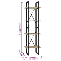 Thumbnail for Bücherregal 4 Fächer Sonoma-Eiche 40x30x140 cm Holzwerkstoff