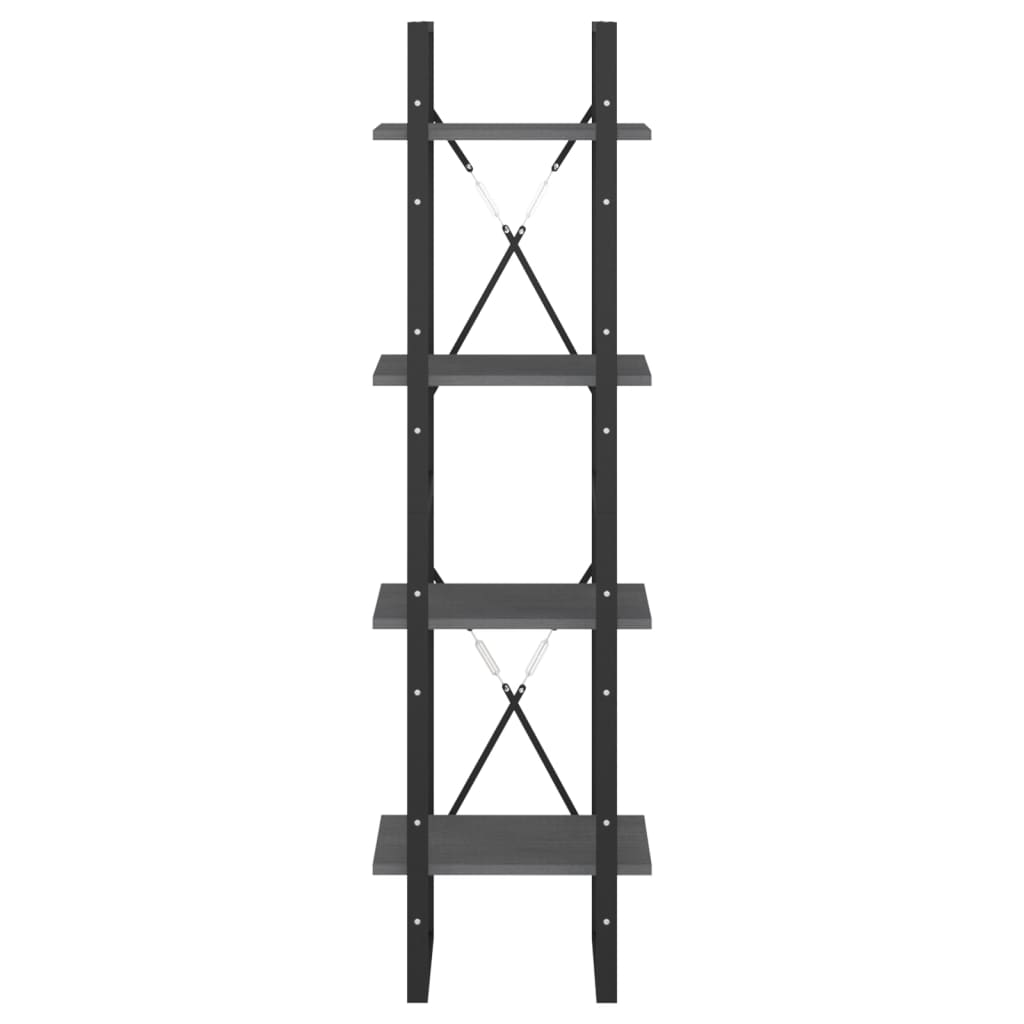 Bücherregal 4 Fächer Grau 40x30x140 cm Kiefer Massivholz