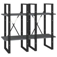 Thumbnail for Bücherregal 4 Fächer Grau 40x30x140 cm Kiefer Massivholz