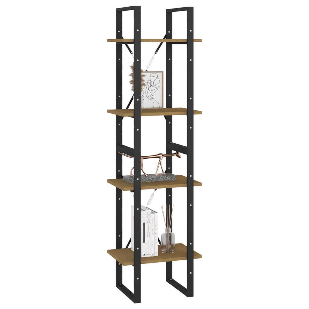 Bücherregal 4 Fächer Braun 40x30x140 cm Kiefer Massivholz