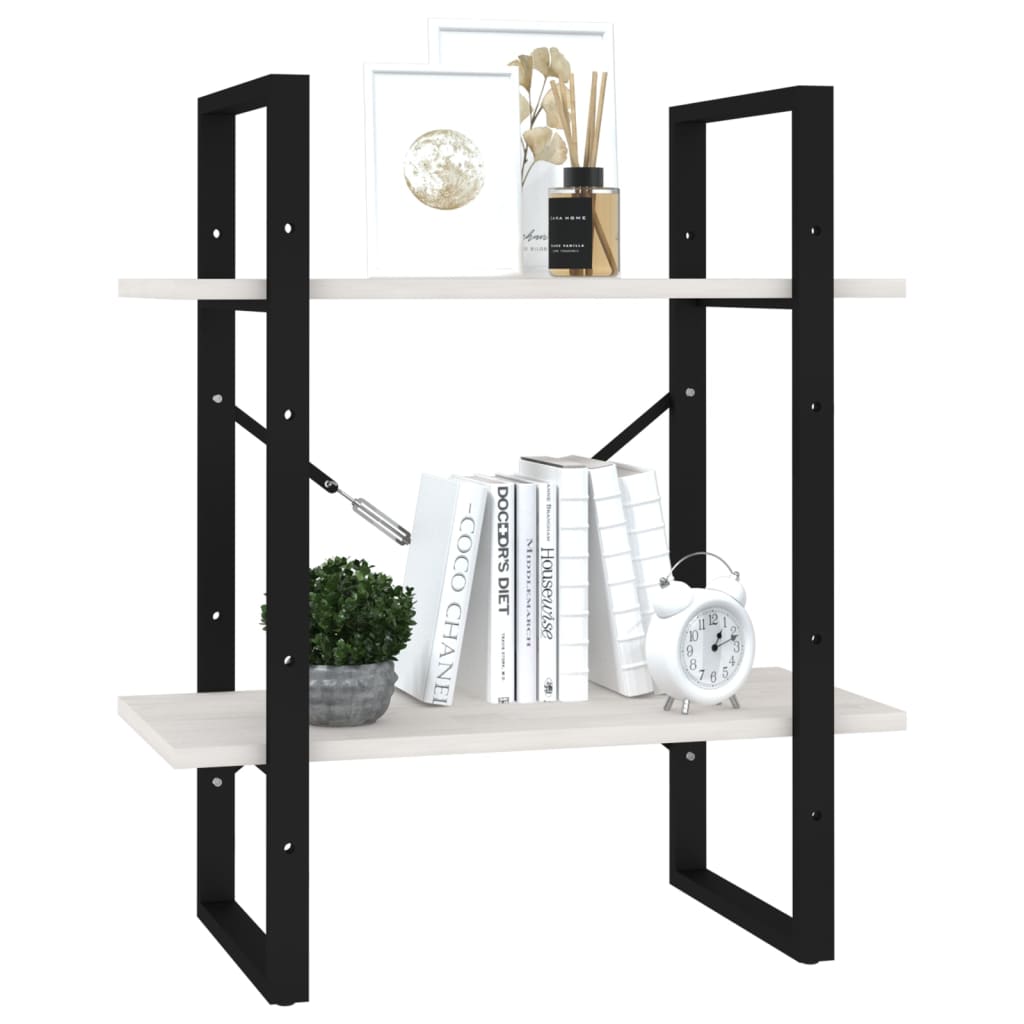 Bücherregal 2 Fächer Weiß 60x30x70 cm Kiefer Massivholz