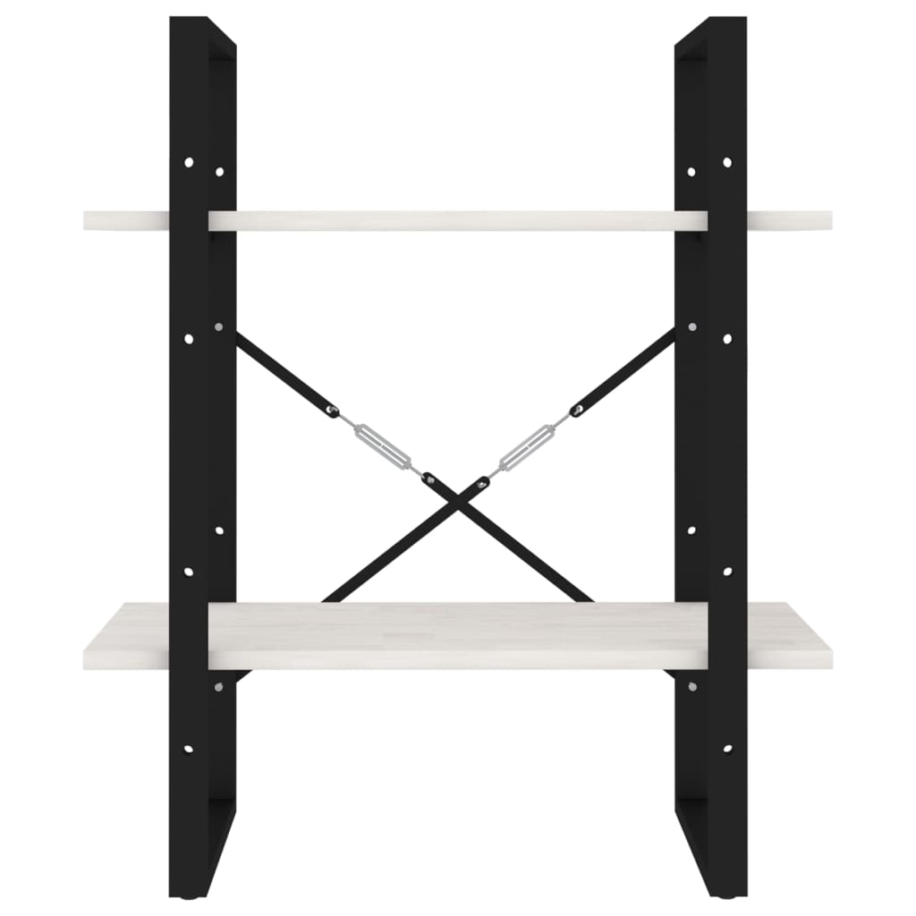 Bücherregal 2 Fächer Weiß 60x30x70 cm Kiefer Massivholz