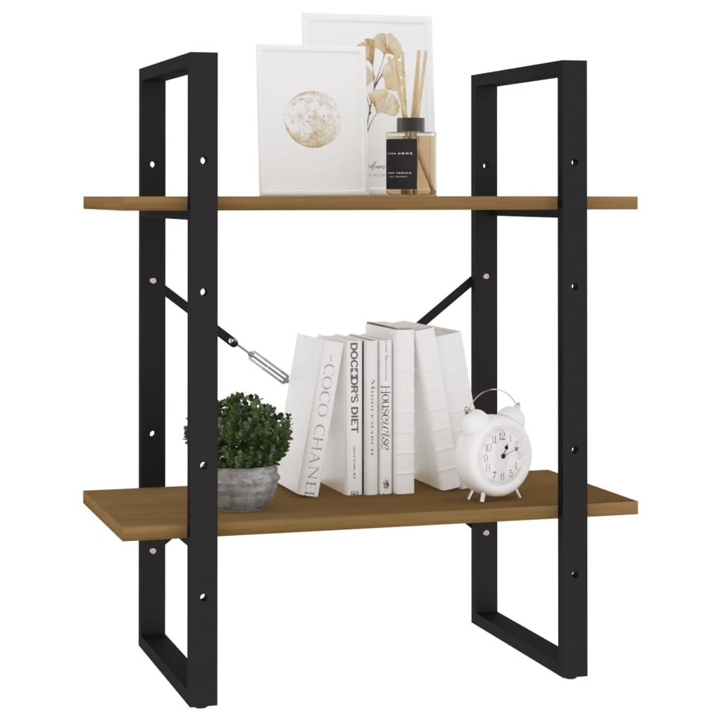 Bücherregal 2 Fächer Honigbraun 60x30x70 cm Kiefer Massivholz