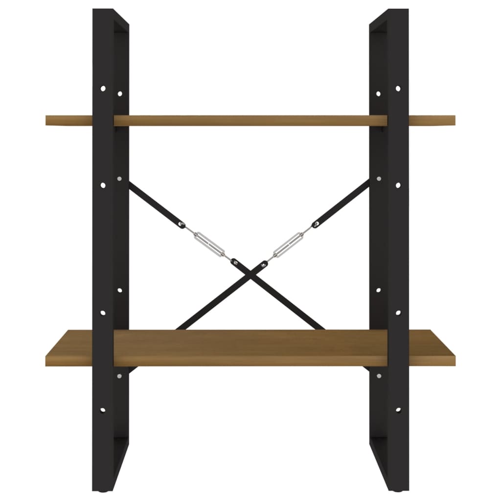 Bücherregal 2 Fächer Honigbraun 60x30x70 cm Kiefer Massivholz