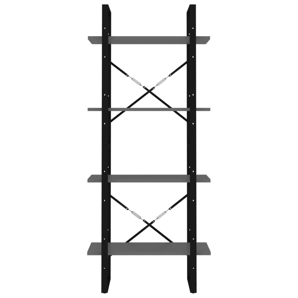 Bücherregal 4 Fächer Grau 60x30x140 cm Spanplatte