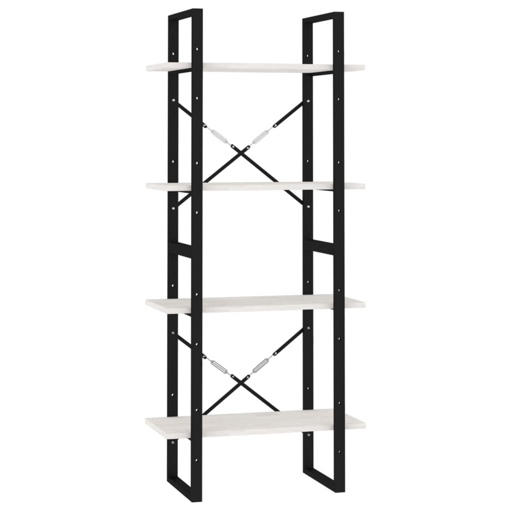 Bücherregal 4 Fächer Weiß 60x30x140 cm Kiefer Massivholz