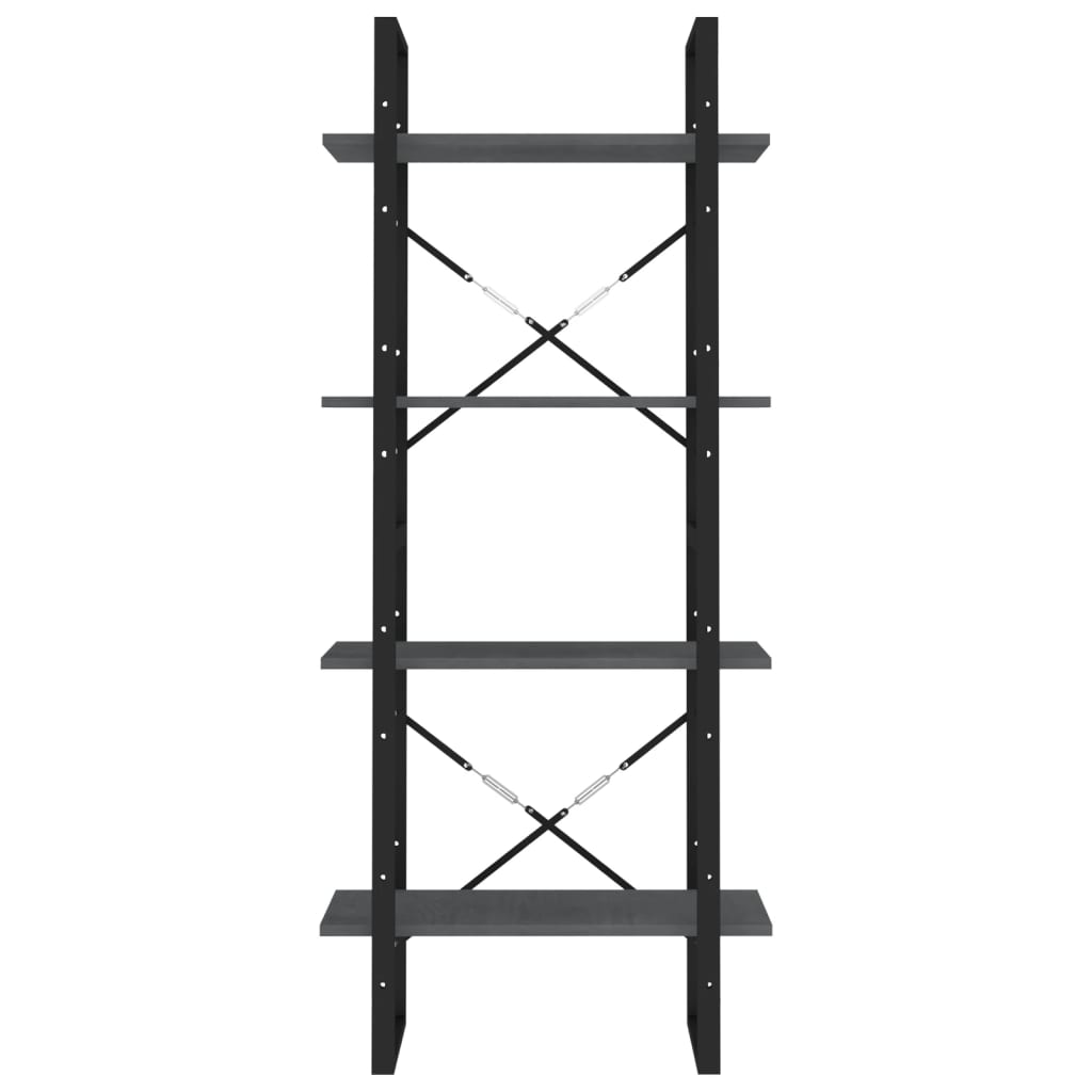 Bücherregal 4 Fächer Grau 60x30x140 cm Kiefer Massivholz