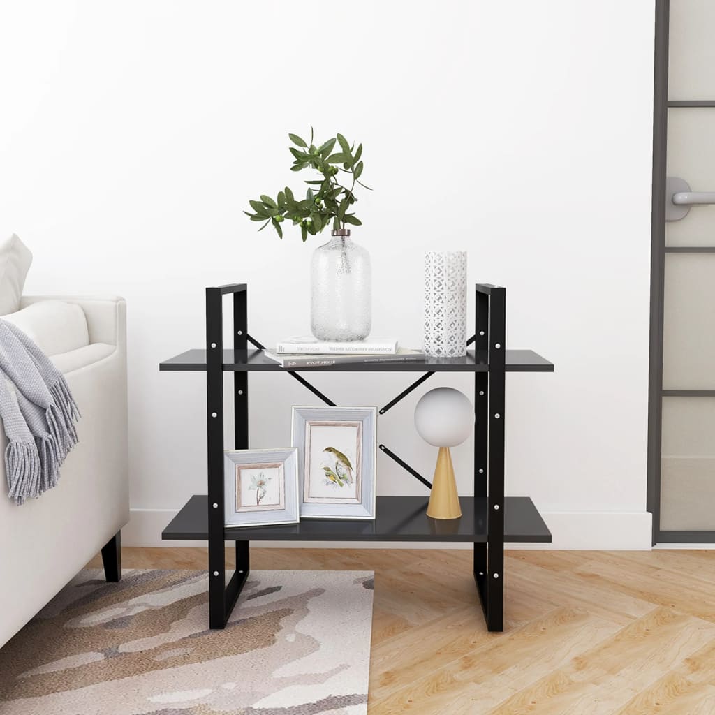 Bücherregal 2 Fächer Grau 80x30x70 cm Spanplatte