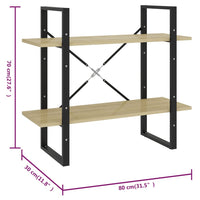 Thumbnail for Bücherregal 2 Fächer Sonoma-Eiche 80x30x70 cm Spanplatte