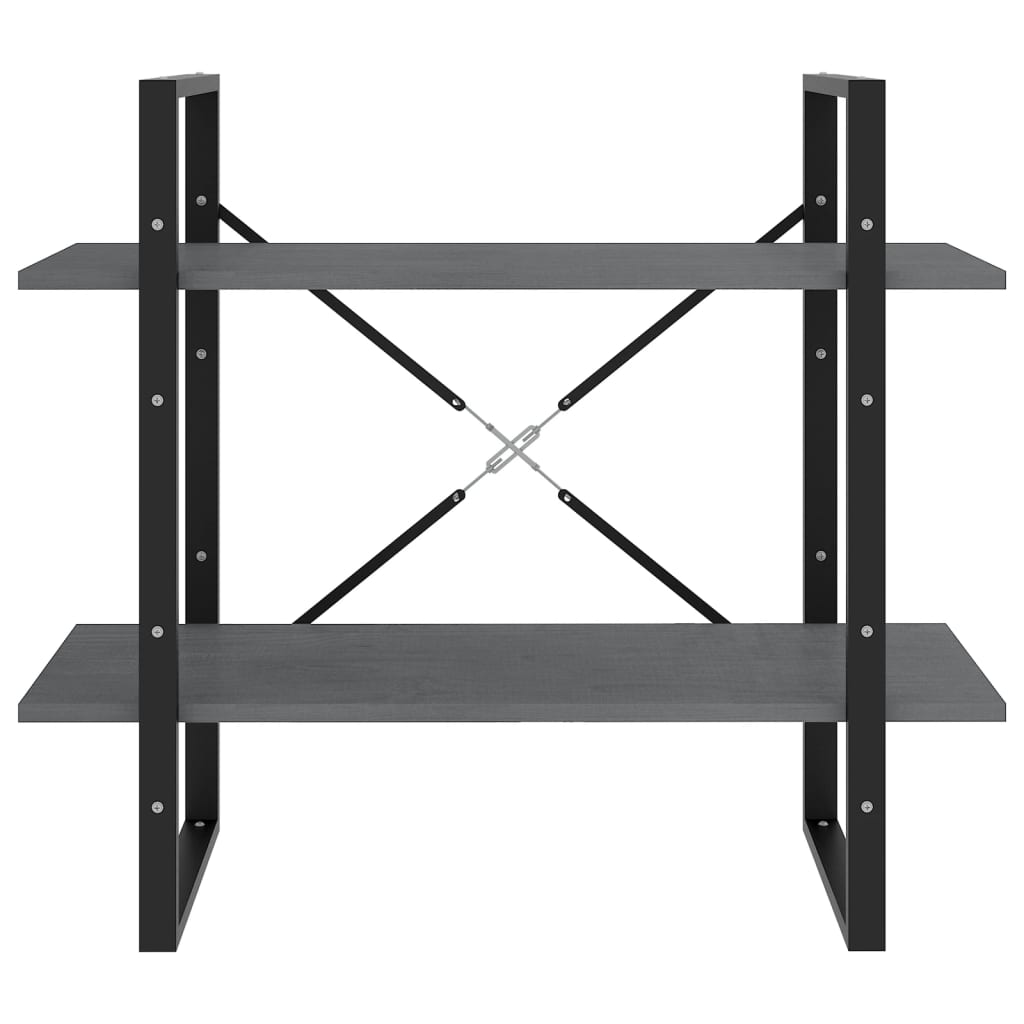 Bücherregal 2 Fächer Grau 80x30x70 cm Kiefer Massivholz