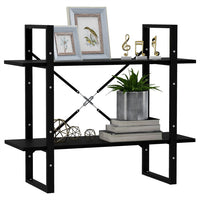 Thumbnail for Bücherregal 2 Fächer Schwarz 80x30x70 cm Kiefer Massivholz