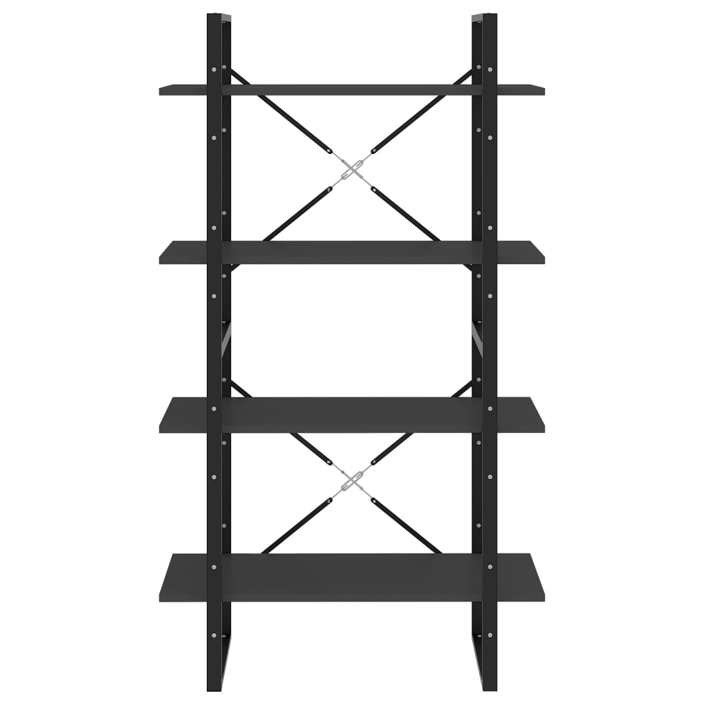 Bücherregal 4 Fächer Grau 80x30x140 cm Spanplatte