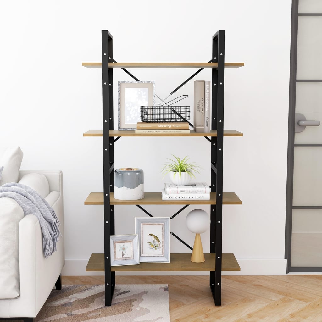 Bücherregal 4 Fächer Braun 80x30x140 cm Kiefer Massivholz