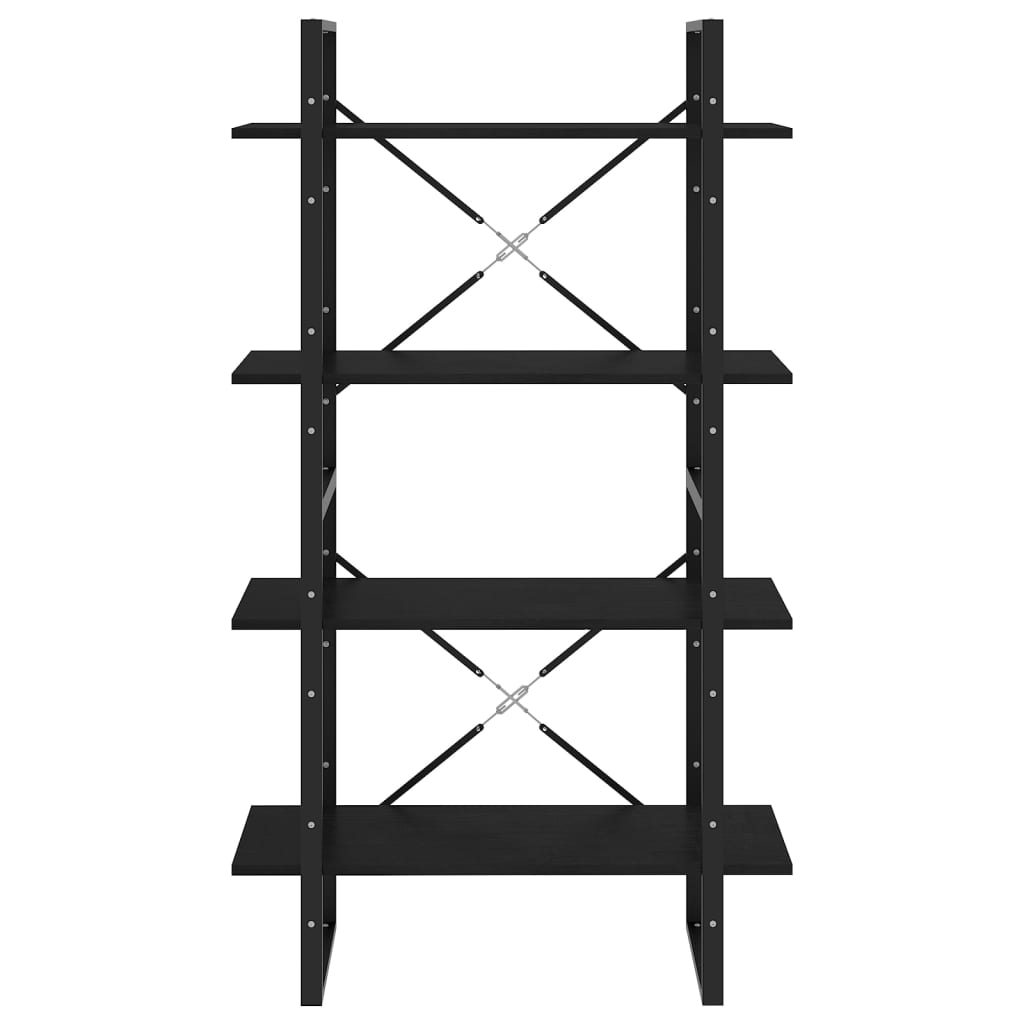 Bücherregal 4 Fächer Schwarz 80x30x140 cm Kiefer Massivholz