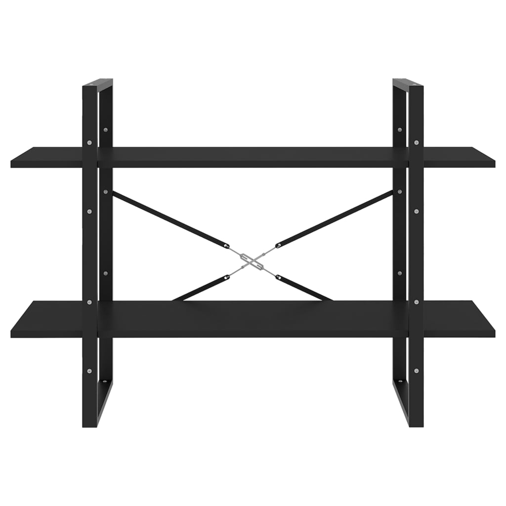 Bücherregal 2 Fächer Schwarz 100x30x70 cm Spanplatte