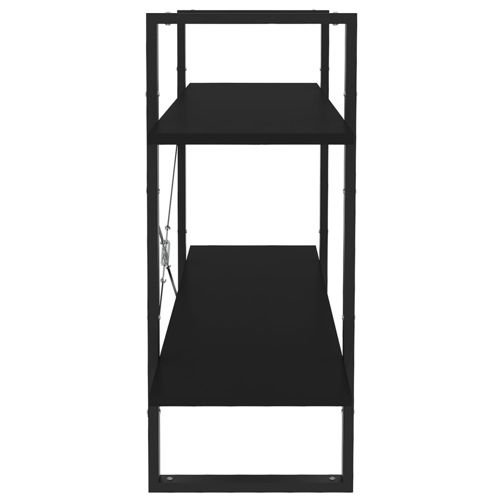 Bücherregal 2 Fächer Schwarz 100x30x70 cm Spanplatte