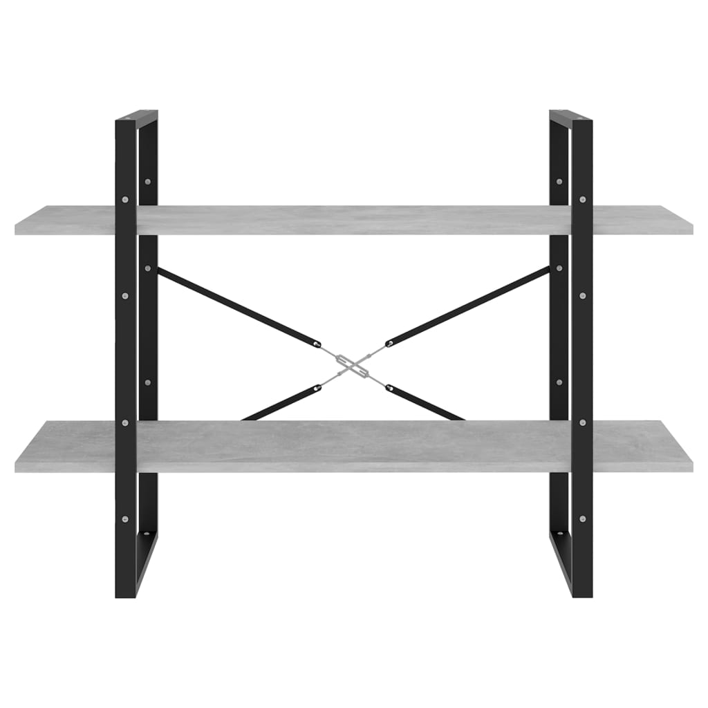 Bücherregal 2 Fächer Betongrau 100x30x70 cm Spanplatte