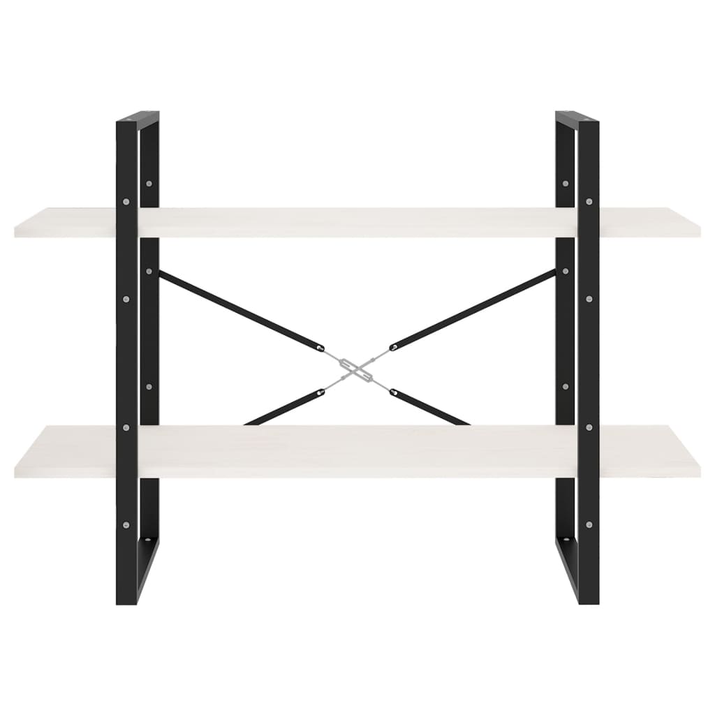 Bücherregal 2 Fächer Weiß 100x30x70 cm Kiefer Massivholz