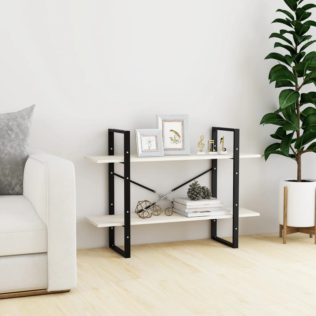 Bücherregal 2 Fächer Weiß 100x30x70 cm Kiefer Massivholz