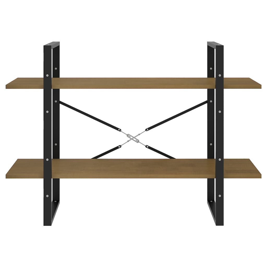 Bücherregal 2 Fächer Braun 100x30x70 cm Kiefer Massivholz