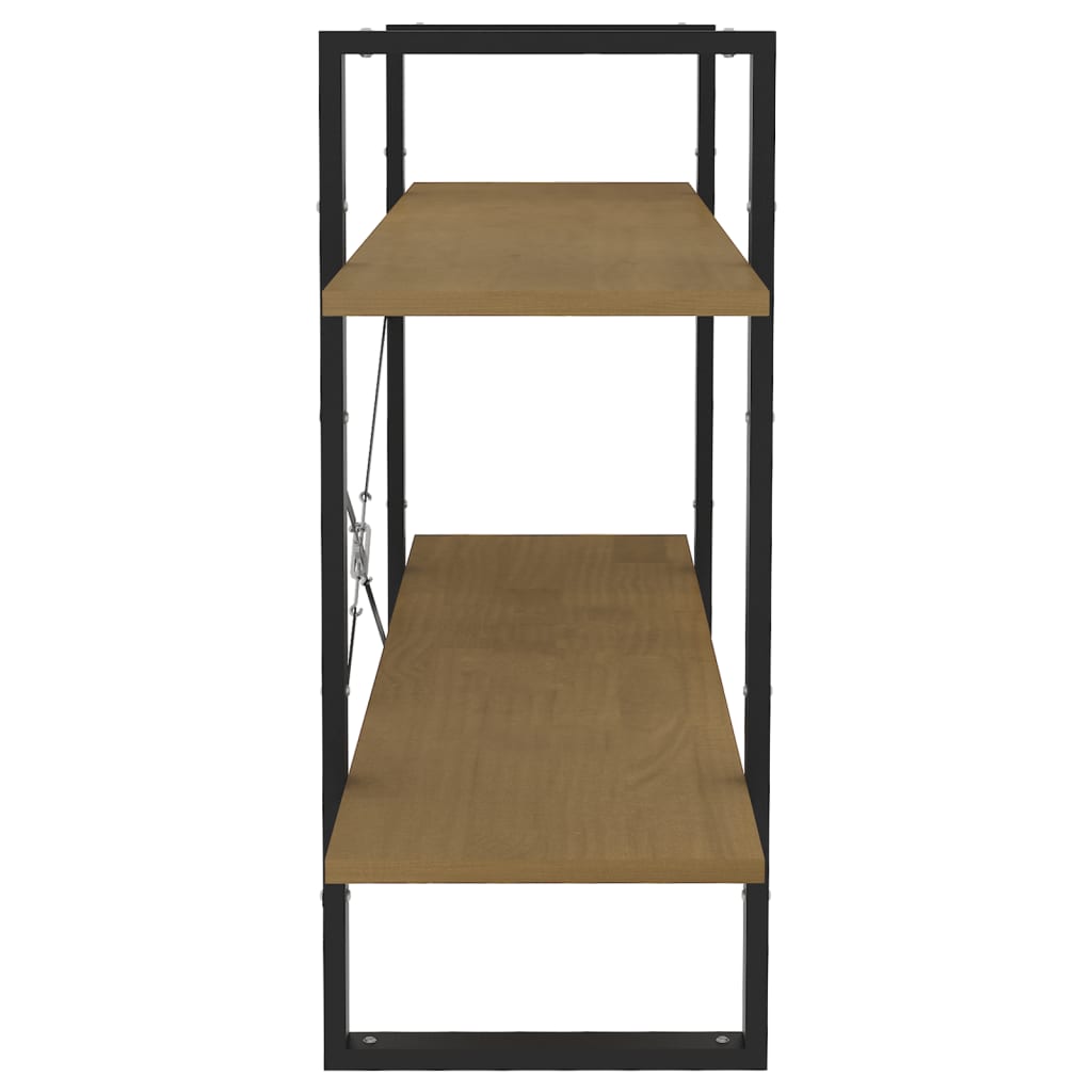 Bücherregal 2 Fächer Braun 100x30x70 cm Kiefer Massivholz