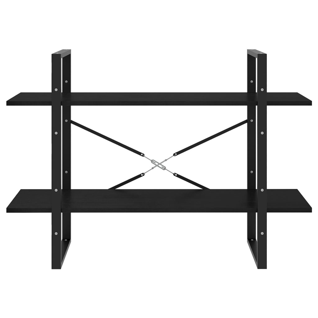 Bücherregal 2 Fächer Schwarz 100x30x70 cm Kiefer Massivholz