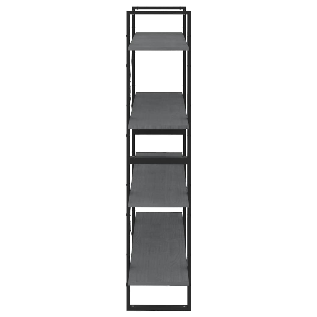 Bücherregal 4 Fächer Grau 100x30x140 cm Kiefer Massivholz