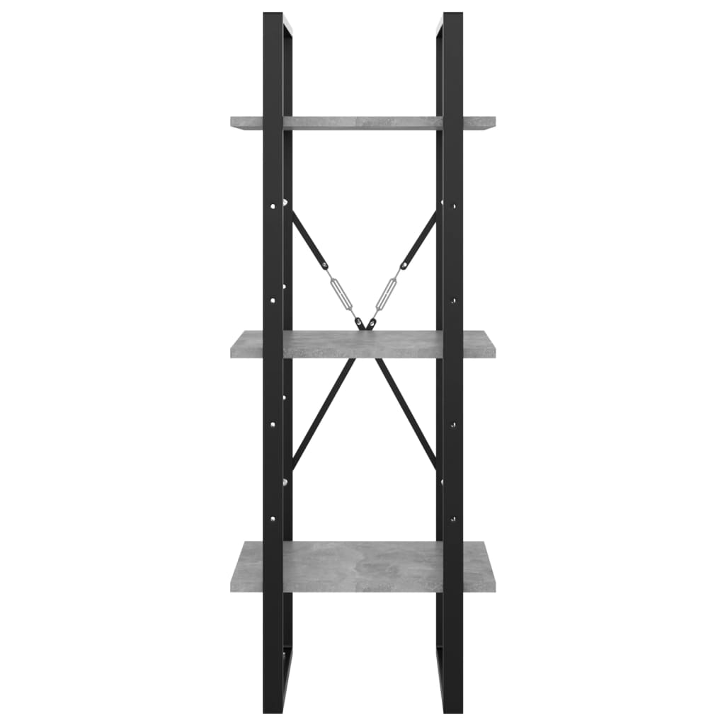 Bücherregal 3 Fächer Betongrau 40x30x105 cm Holzwerkstoff