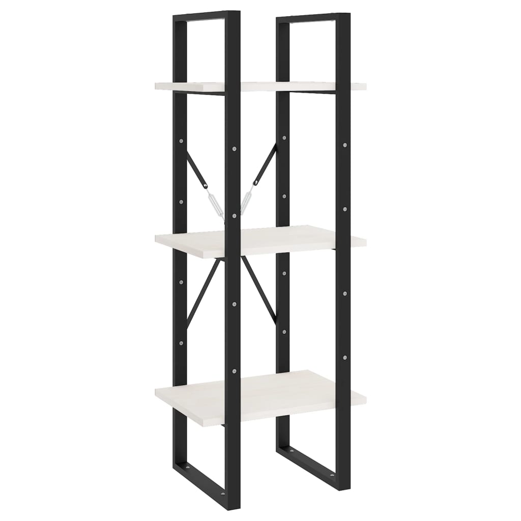 Bücherregal 3 Fächer Weiß 40x30x105 cm Massivholz Kiefer