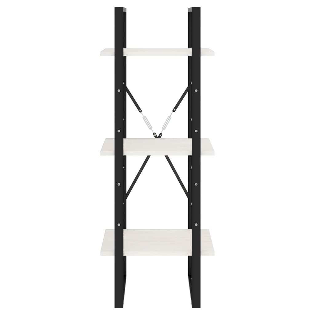 Bücherregal 3 Fächer Weiß 40x30x105 cm Massivholz Kiefer