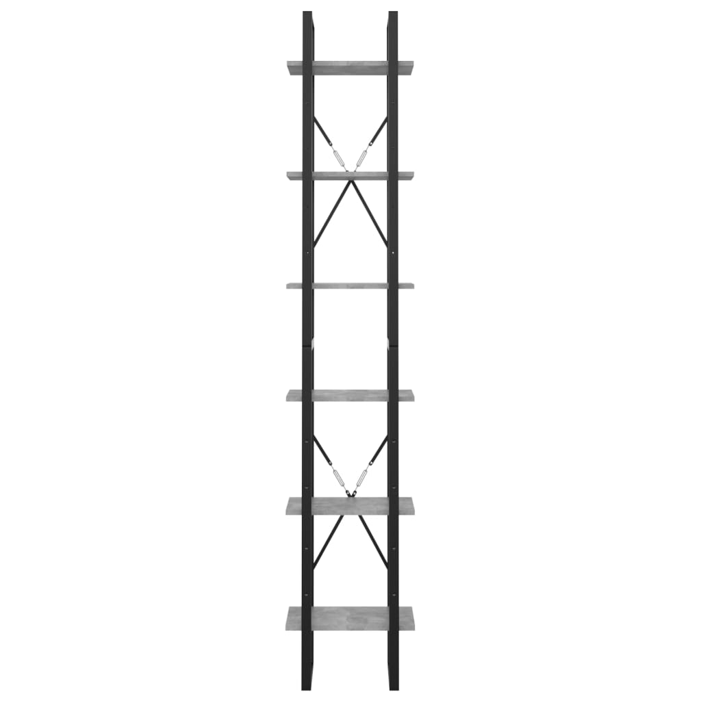 Bücherregal 6 Fächer Betongrau 40x30x210 cm Spanplatte