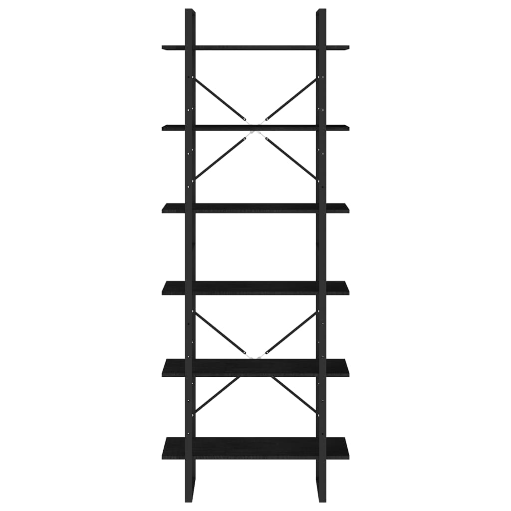 Hochschrank Schwarz 80x30x210 cm Massivholz Kiefer