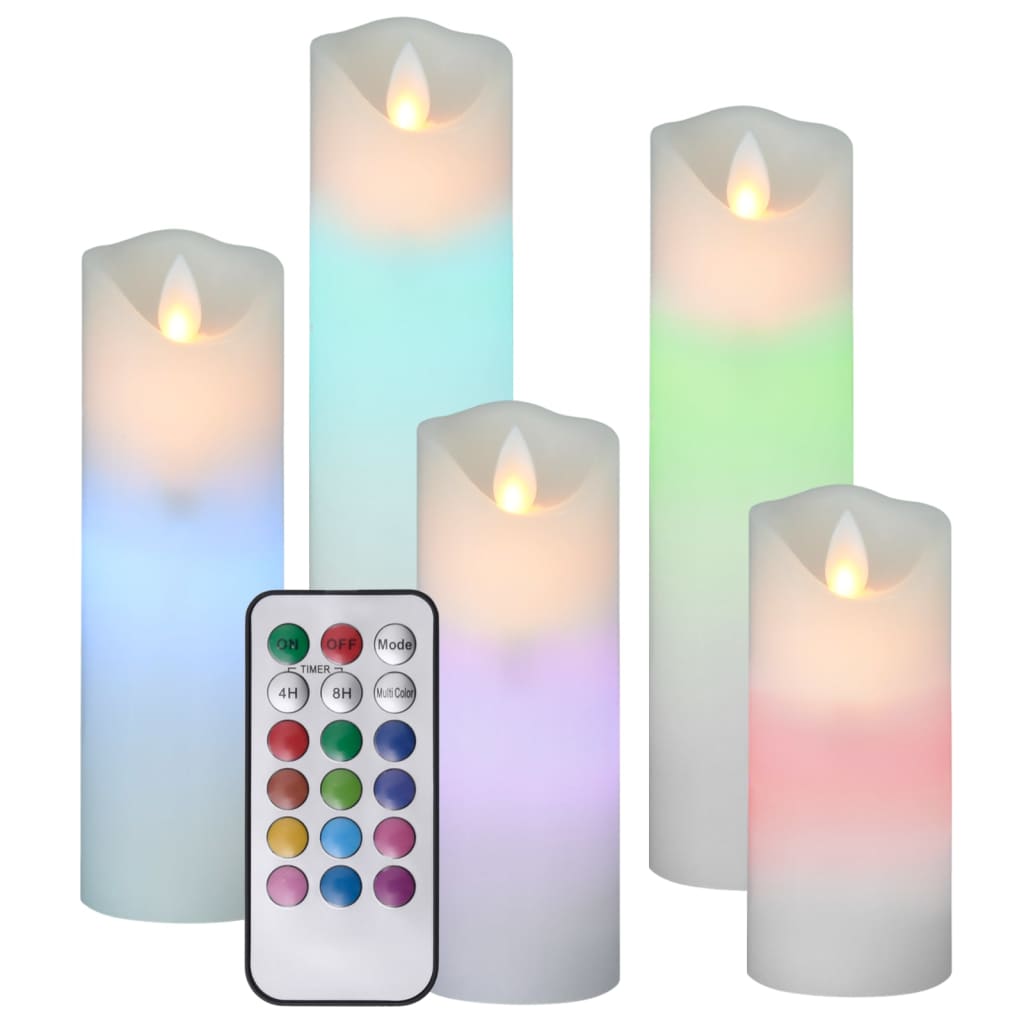 5-tlg. LED-Kerzen-Set Elektrisch mit Fernbedienung Mehrfarbig
