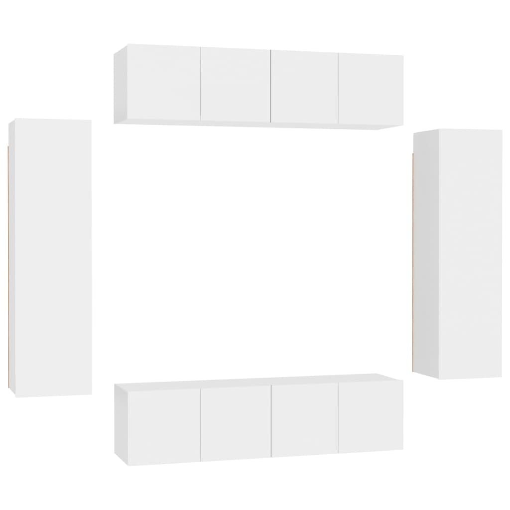 6-tlg. TV-Schrank-Set Weiß Holzwerkstoff