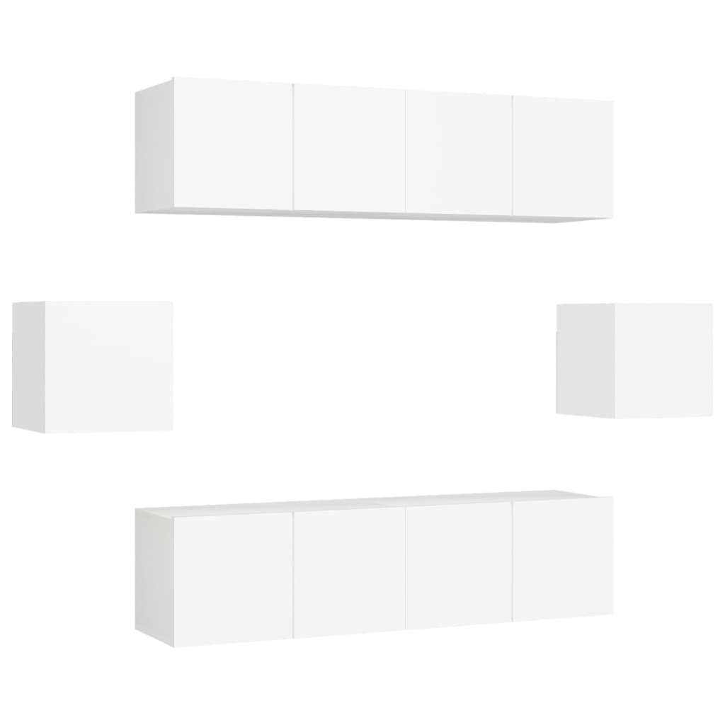 6-tlg. TV-Schrank-Set Weiß Holzwerkstoff