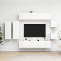 Thumbnail for 8-tlg. TV-Schrank-Set Weiß Holzwerkstoff