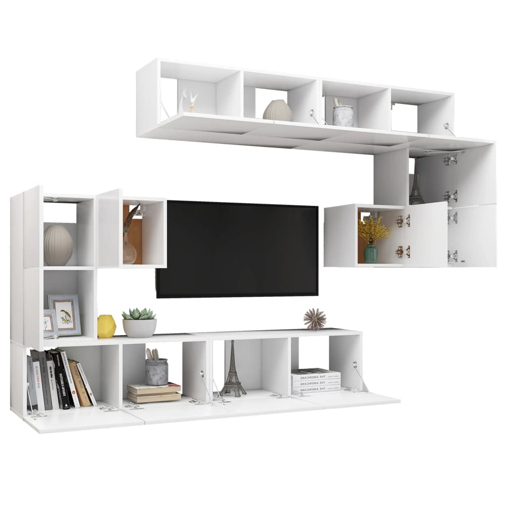 8-tlg. TV-Schrank-Set Weiß Holzwerkstoff