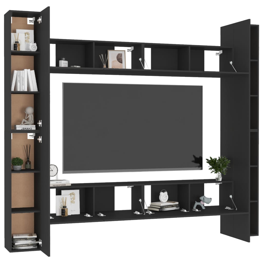 8-tlg. TV-Schrank-Set Schwarz Holzwerkstoff