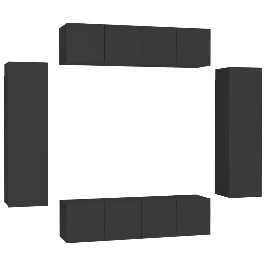 6-tlg. TV-Schrank-Set Schwarz Holzwerkstoff