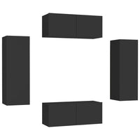 Thumbnail for 4-tlg. TV-Schrank-Set Schwarz Holzwerkstoff