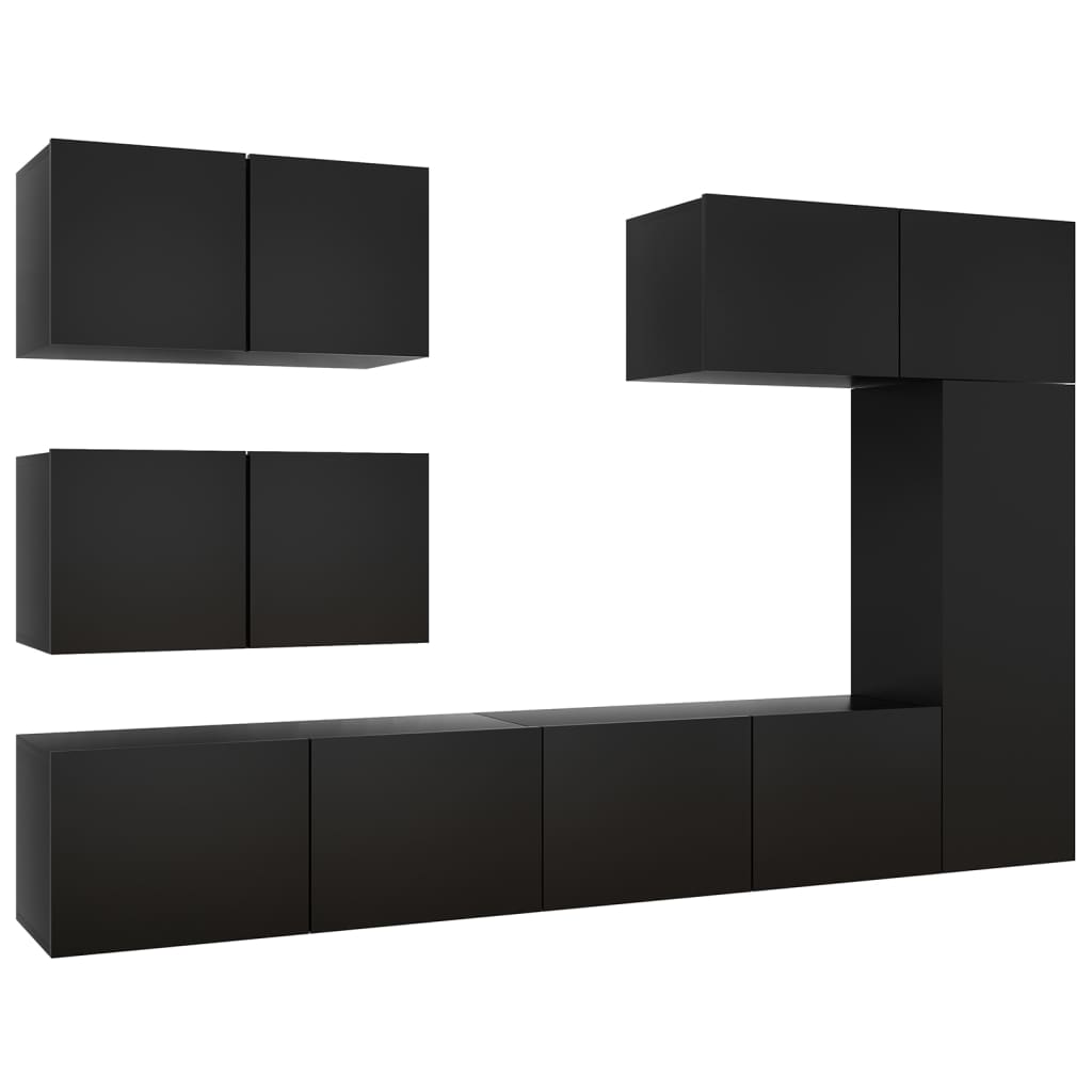 6-tlg. TV-Schrank-Set Schwarz Holzwerkstoff