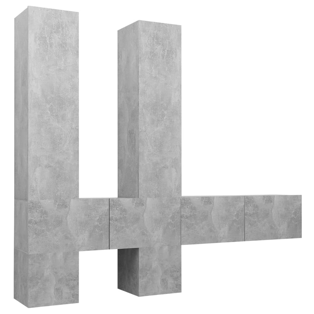 6-tlg. TV-Schrank-Set Betongrau Holzwerkstoff